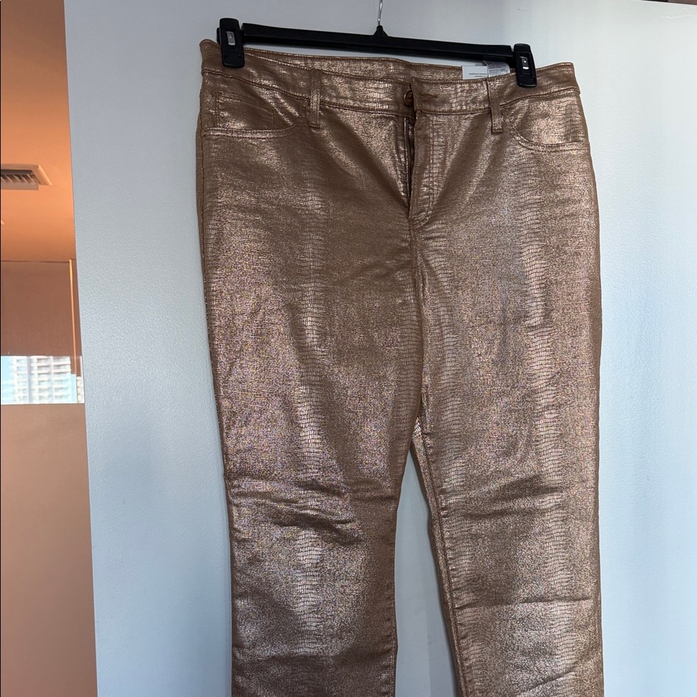 Chico's Metallic Bronze Straight Leg Pants